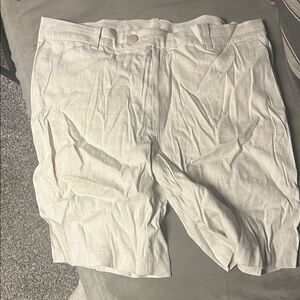 Cubavera Men's Cream Flat Front Linen-Blend Shorts